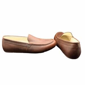 Vionic Tompkin Men’s Brown Leather Moc Slippers Loafers Size 11.5